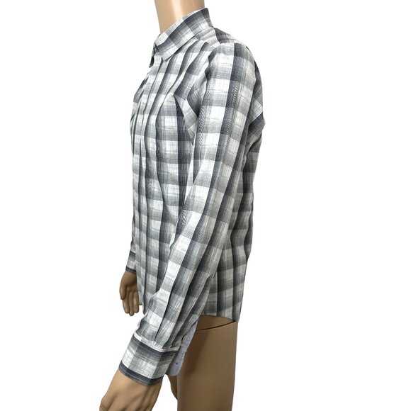 Joseph Abboud Men’s Shirt Button Down M Slim Fit Plaid Black Grey White Contrast - Picture 4 of 11